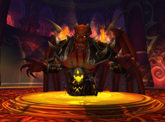 ภาพวาด Kil'jaeden จอมมารเผ่า Eredar ผู้นำระดับสูงของ Burning Legion ในจักรวาล Warcraft กำลังใช้พลังอันชั่วร้าย