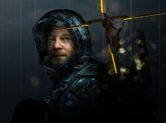 Sam Porter Bridges ตัวเอกของ Death Stranding กำลังอุ้ม BB (Lou) มองไปยังอนาคต หรือภาพ Key Art ที่สื่อถึงการเดินทาง การเชื่อมต่อ และความหวัง